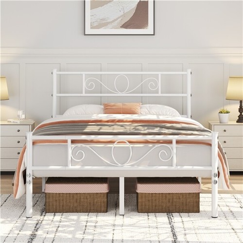 4ft6 double bed metal - double, slatted