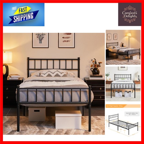 Sleek black metal bed frame - sleek,