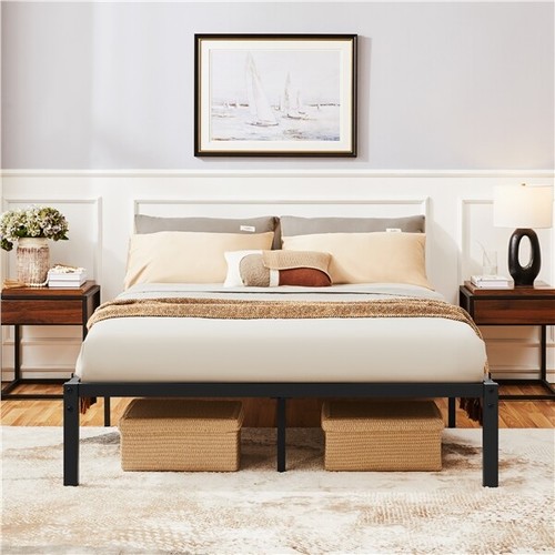 Metal platform bed frame with - platform,