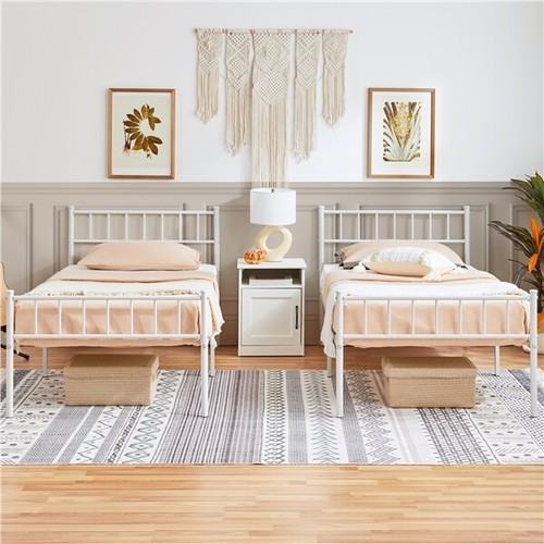 Single double metal bed - bed, frame